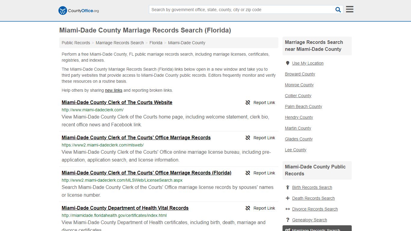 Miami-Dade County Marriage Records Search (Florida)